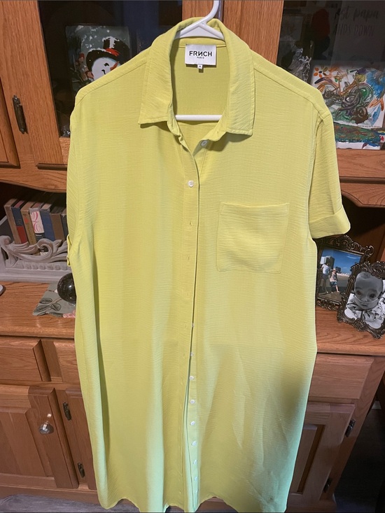 FRNCH Dresses & Skirts - FRNCH Lemon color button up dress
